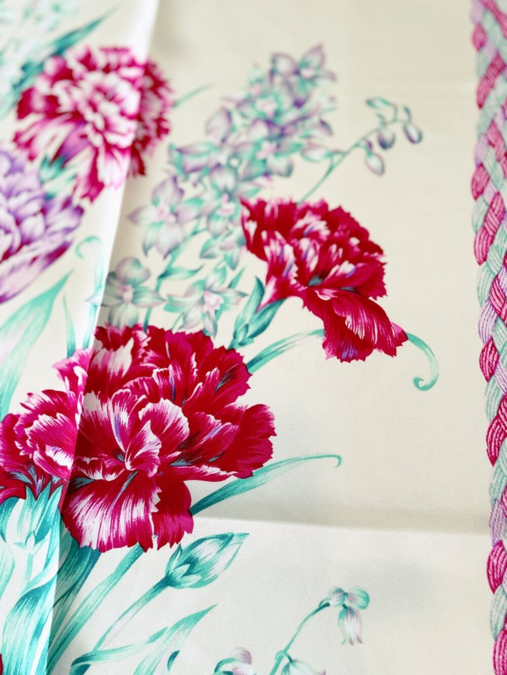 Vintage Christian Dior Silk Floral Scarf – 90cm / 35" Square – Made in Japan - Picture 7 of 16